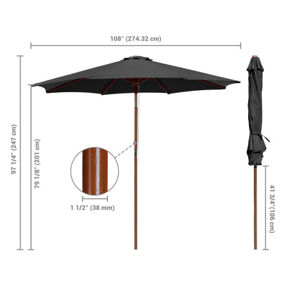 9 Ft Wooden Umbrella