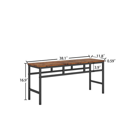 Dining table set 3PC; structural strengthening; industrial style (Rustic Brown; 43.31''w x 27.56''d x 29.53''h)