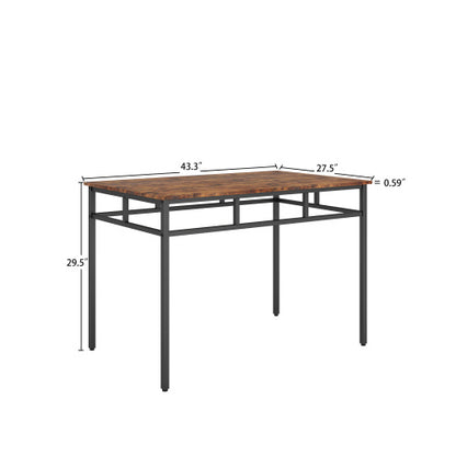 Dining table set 3PC; structural strengthening; industrial style (Rustic Brown; 43.31''w x 27.56''d x 29.53''h)