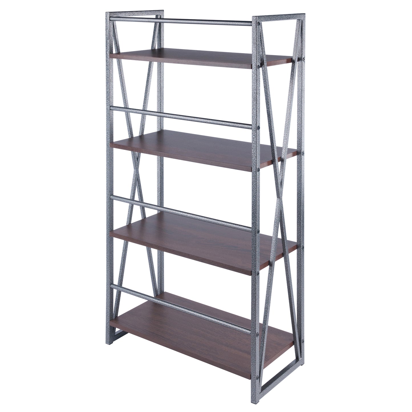 Isa 4-Tier Shelf; Graphite & Walnut