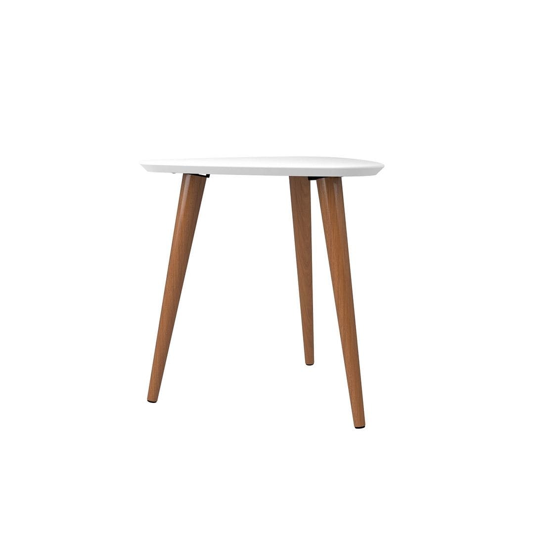 Manhattan Comfort Utopia 19.88" High Triangle End Table With Splayed Wooden Legs in White Gloss