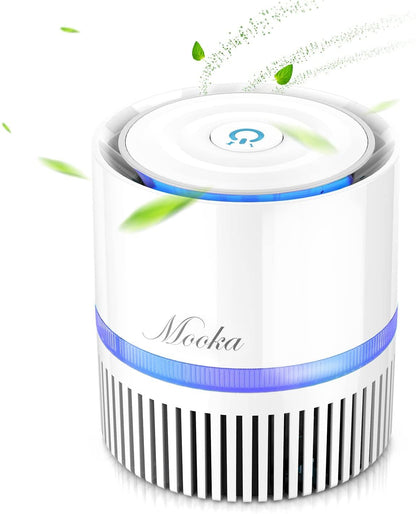 MOOKA Air Purifier for Home;  3-in-1 True HEPA Filter Air Cleaner for Bedroom and Office;  Odor Eliminator for Allergies and Pets;  Smoke;  Dust;  3D Filtration;  Night Light