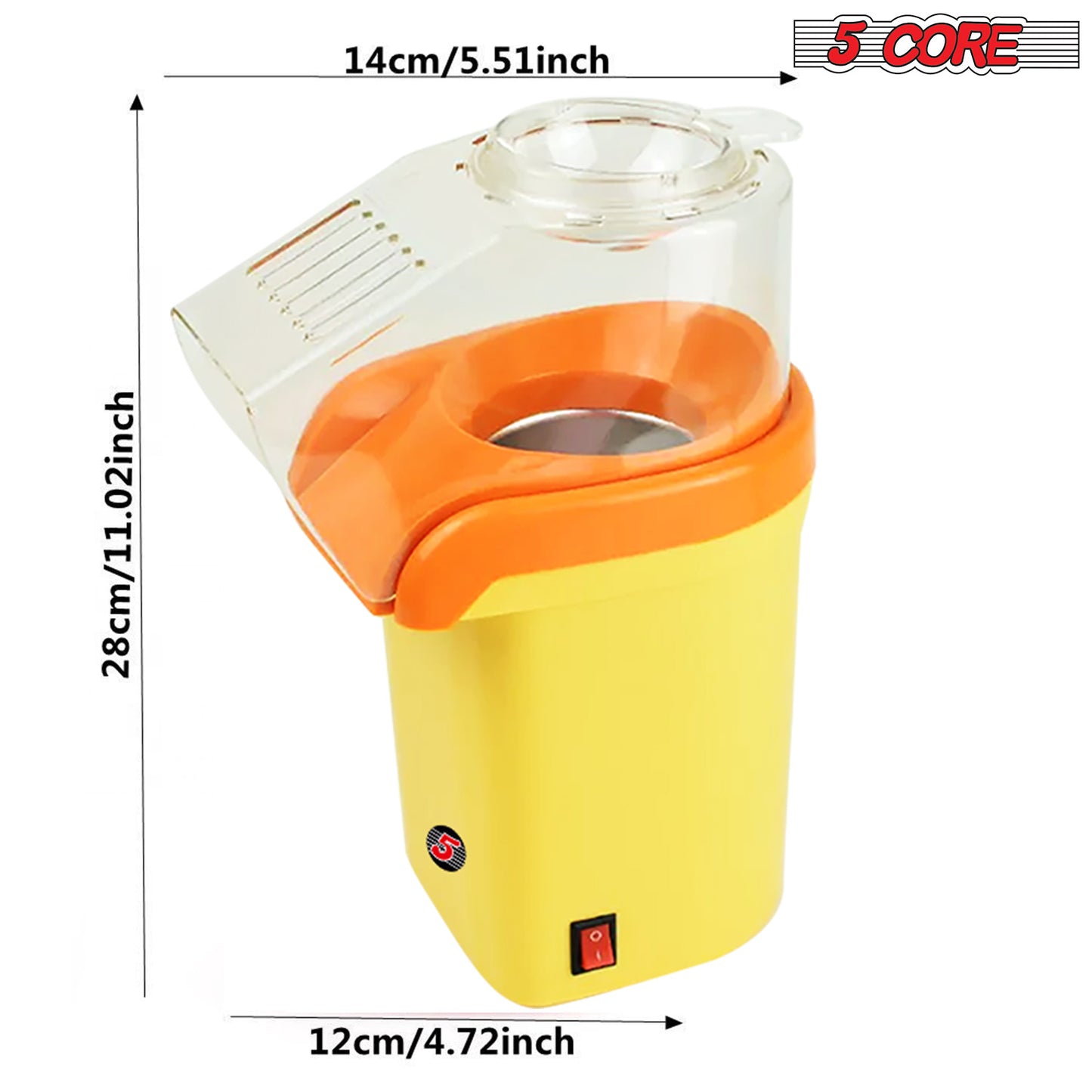 5Core Popcorn Machine Hot Air Electric Popper Kernel Corn Maker Bpa Free No Oil POP Y