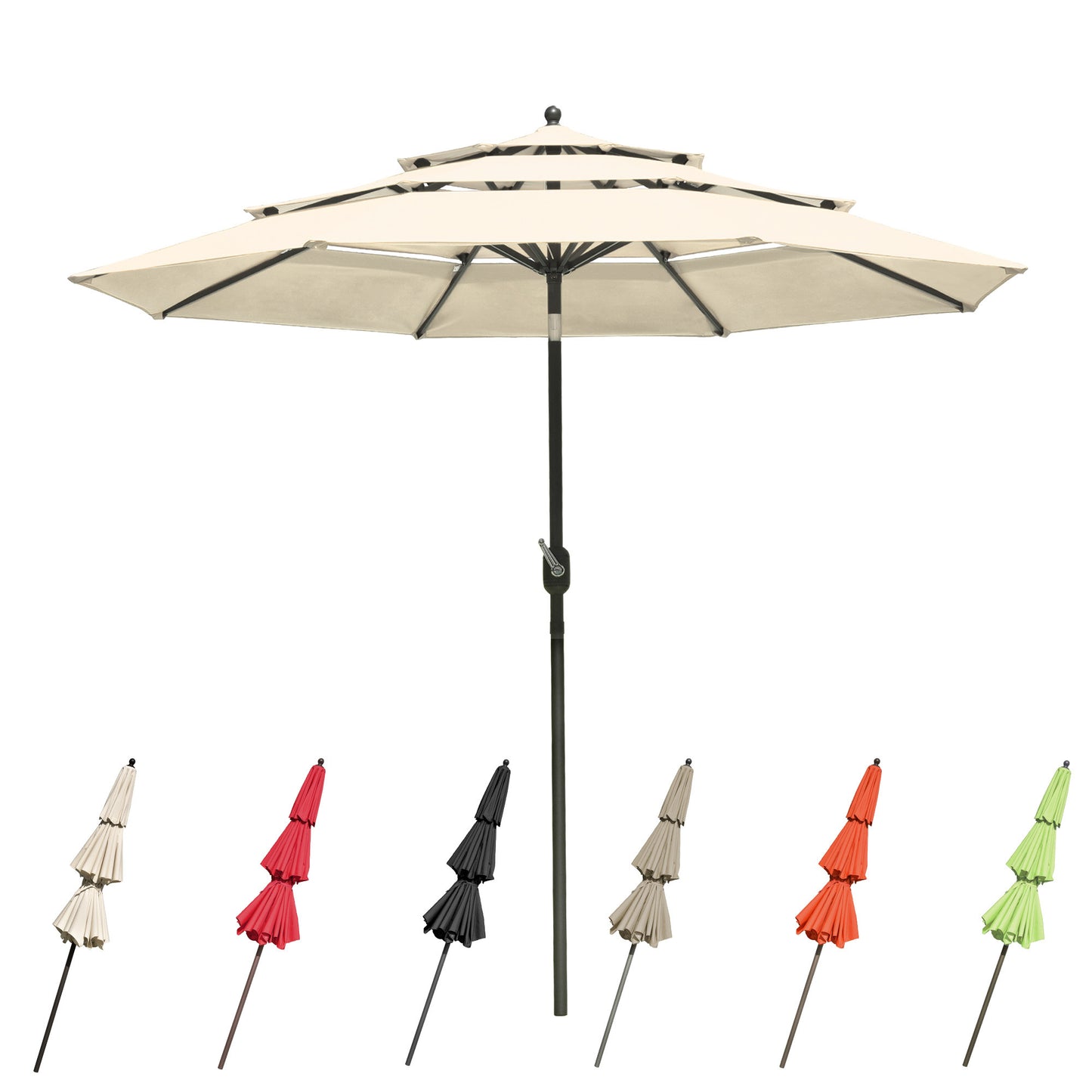 10Ft 3-Tiers Patio Umbrella Beige