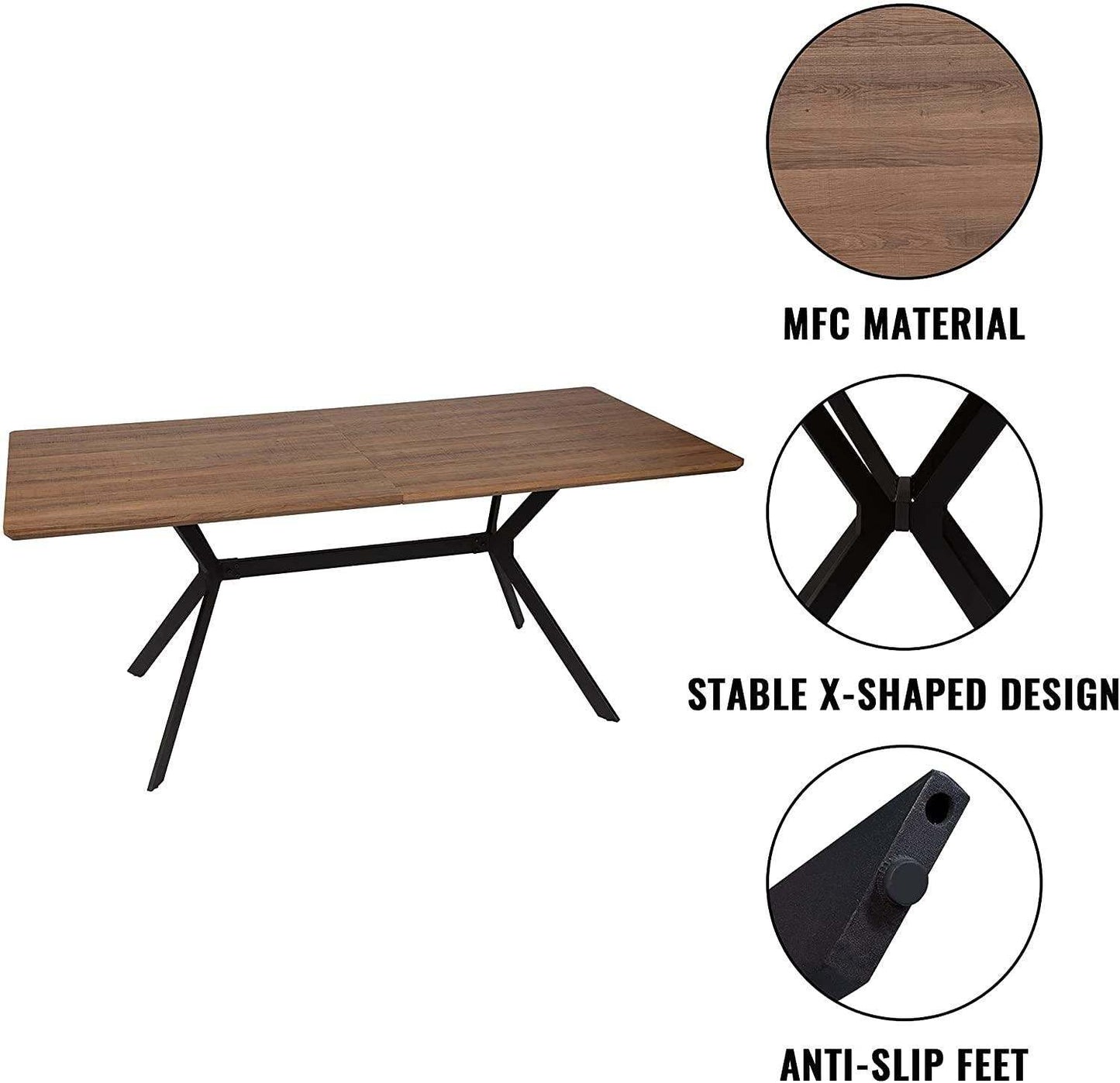 71" x 35.5" Dining Table Mid-Century Vintage Kitchen Table for Living Room Balcony Cafe Bar Walnut