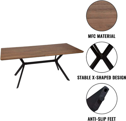 71" x 35.5" Dining Table Mid-Century Vintage Kitchen Table for Living Room Balcony Cafe Bar Walnut