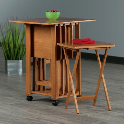 Sophia 5-Pc Snack Table Set; Drop Leaf Top; Teak