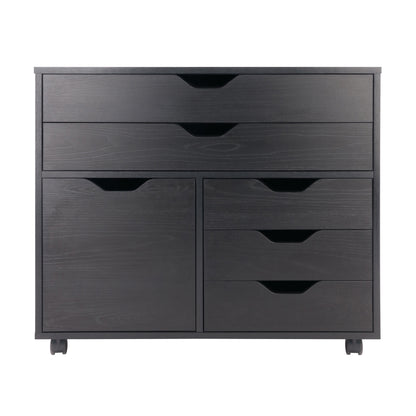 Halifax Wide Storage Cabinet; 3-Small & 2-Wide Drawers; Black