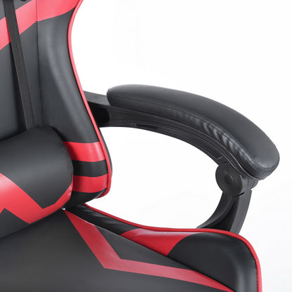 Gaming Office High Back Computer Leather Desk Mesh Ergonomic 180 Degrees Adjustable Swivel Task Chair with Headrest and Lumbar Support;  & Footrest ;  Red