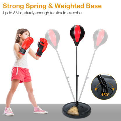 Punching Bag For Kids Junior Boxing Set Boxing Gloves Height Adjustable Free Standing Punching Ball Boxing For Kids Aged from 3 to 8Years Old