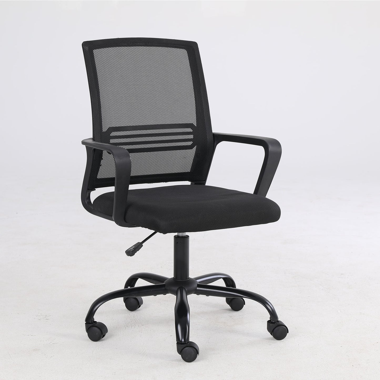 Office Chair Breathable Mesh, Computer Chair Lumbar Support, Modern Simple Adjustable Chair Height With Fixed Armrests, Suitable For Home Or Office (Black)
