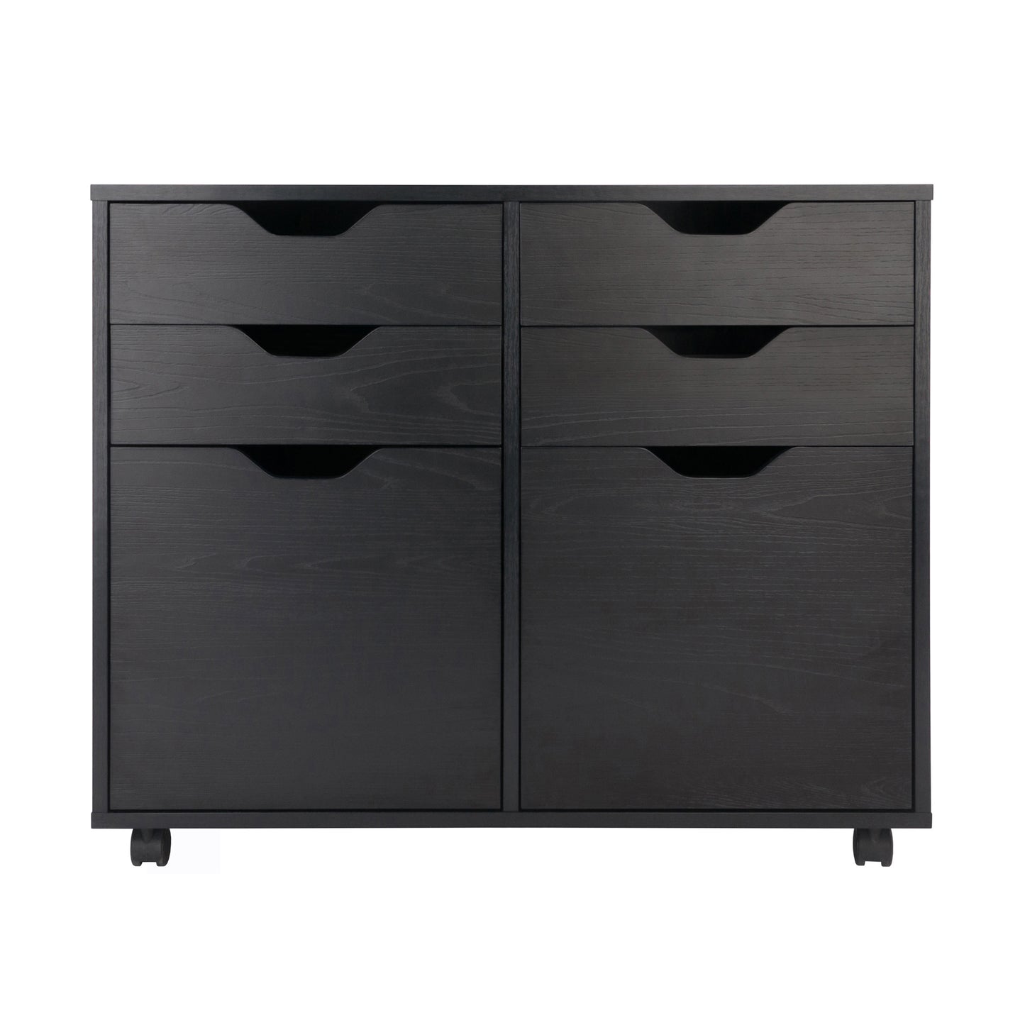 Halifax Wide 2-Door Storage Cabinet; 4-Drawer; Black