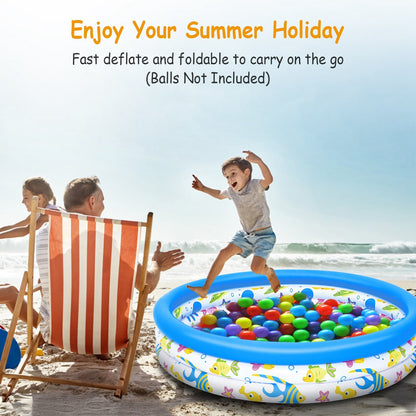 48x10In Inflatable Swimming Pool Blow Up Family Pool For 2 Kids Foldable Swim Ball Pool Center