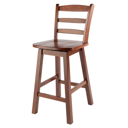 Scalera Ladder Back Swivel Seat Counter Stool; Walnut