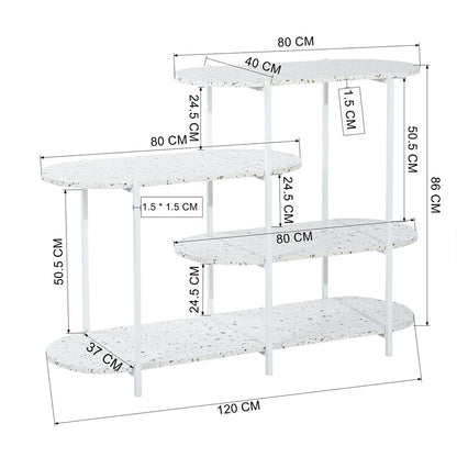 4-Tier Multi-Function Storage Shelf,Living Room Bookshelf, Small Kitchen Shelf,Marble White