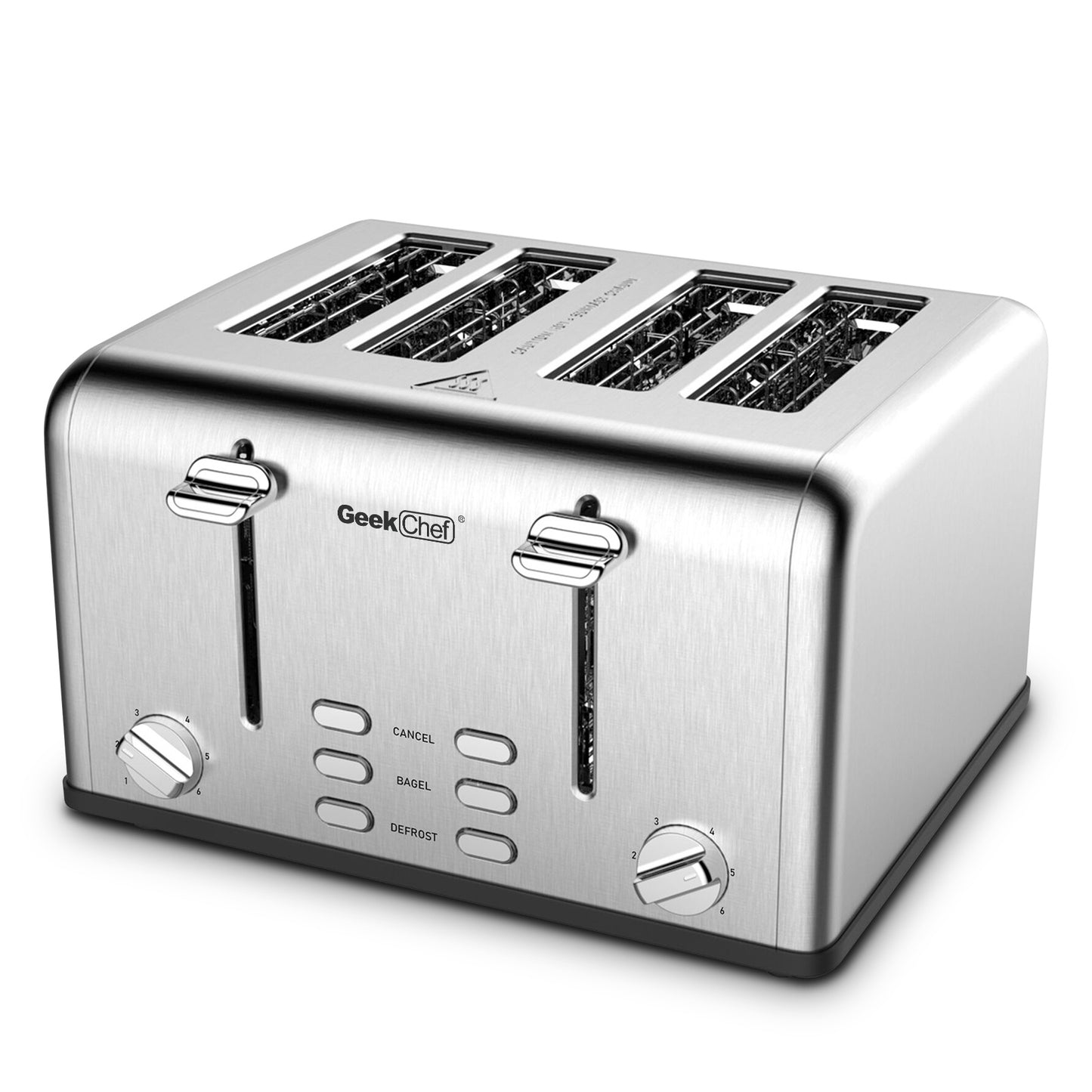 Toaster 4 Slice, Stainless Steel Extra-Wide Slot Toaster with Dual Control Panels of Bagel/Defrost/Cancel Function, 6 Toasting Bread Shade Settings, Removable Crumb Trays, Auto Pop-Up