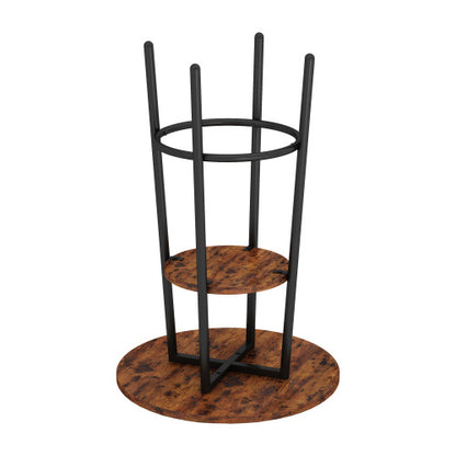 Double Layer Round Bar Table with 2 Bar Stools PU Soft Seat Back Breakfast table.(Rustic Brown; 23.62''w x 23.62''d x 35.43''h)