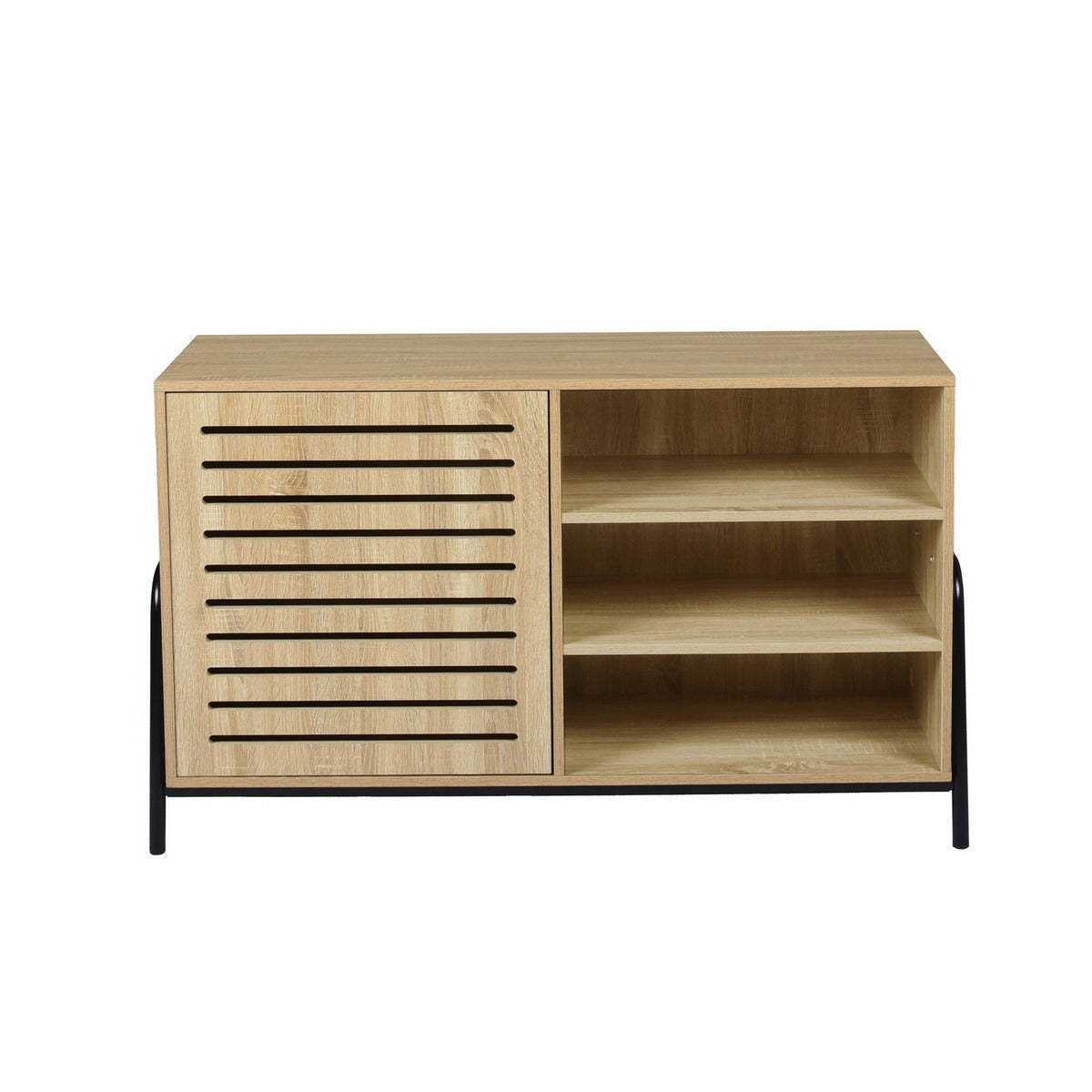 Sideboard Open Door Cabinet with Three Shelves Storage for Kitchen & Dining Storage