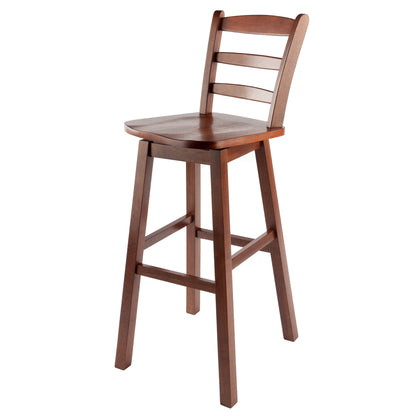 Scalera Ladder Back Swivel Seat Bar Stool; Walnut