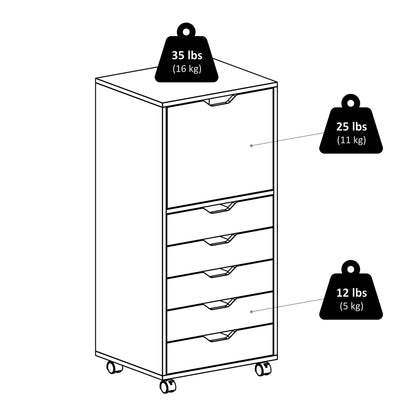 Halifax Tall Storage Cabinet; 5-Drawer; Black