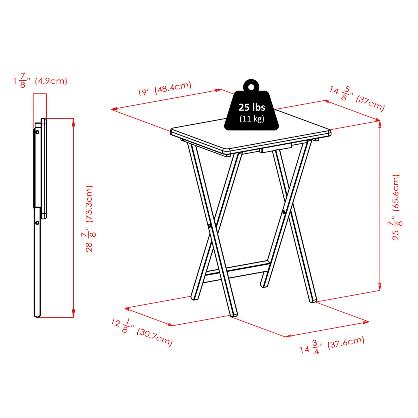 Brienda 5-Pc Snack Table Set; Flip Top; Coffee