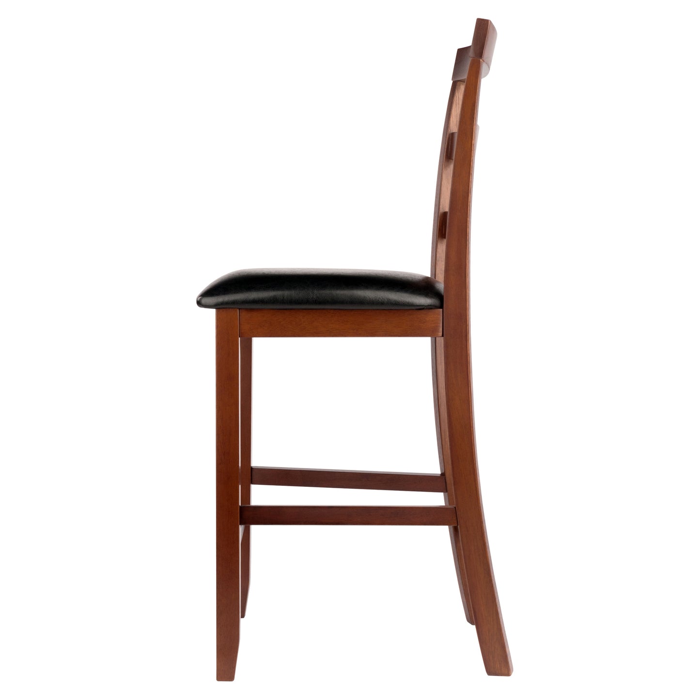 Simone Cushion Ladder-back Seat Counter Stools; 2-Pc Set; Black & Walnut