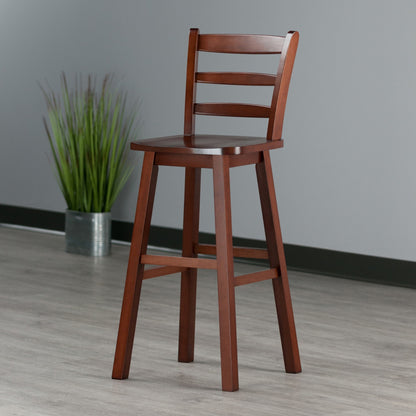 Scalera Ladder Back Swivel Seat Bar Stool; Walnut