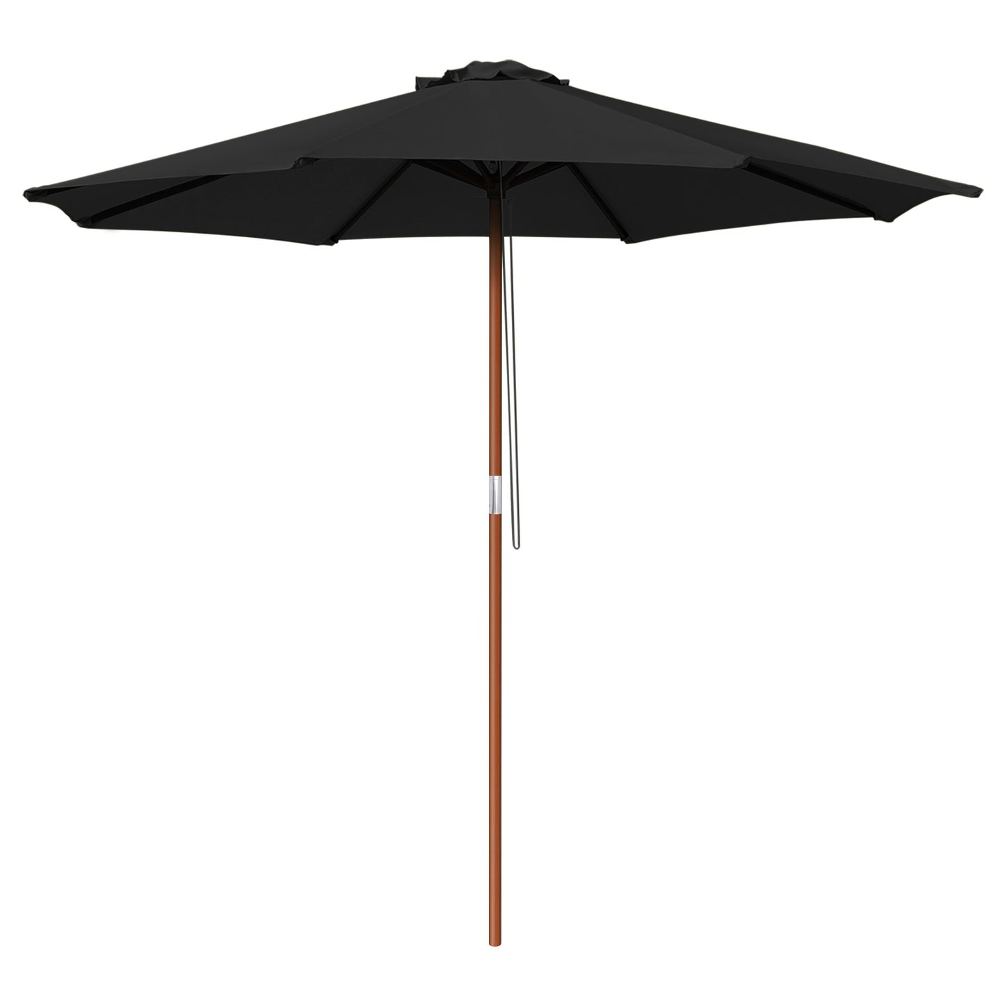 9 Ft Wooden Umbrella Black