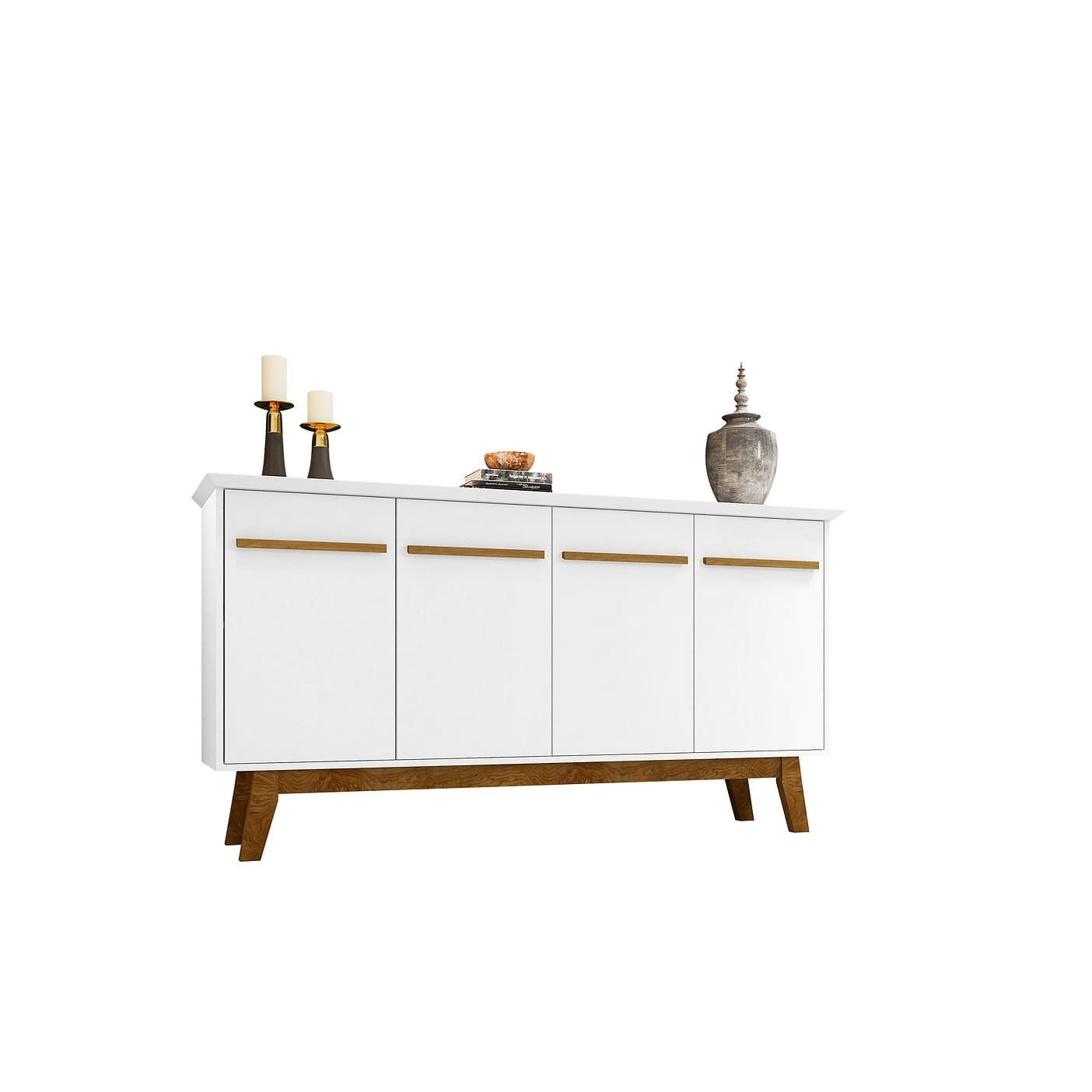 Manhattan Comfort Yonkers 62.99 Sideboard with Solid Wood Legs and 2 Cabinets in White