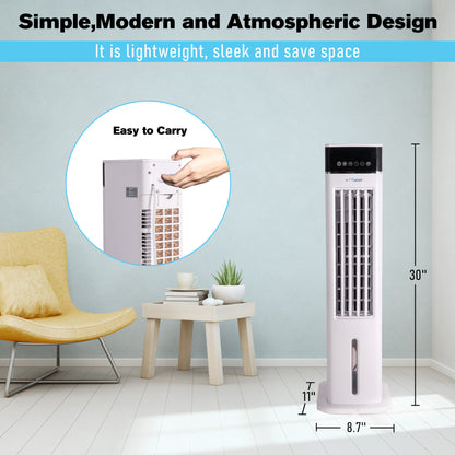 3-in-1 Portable Evaporative Cooler Fan Humidifier w/ Remote Control;  12H Timer;  3 Wind Speeds;  3L Water Tank