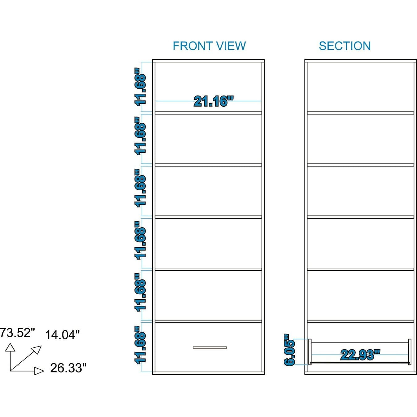 Manhattan Comfort Serra 1.0 5-Shelf Bookcase in White