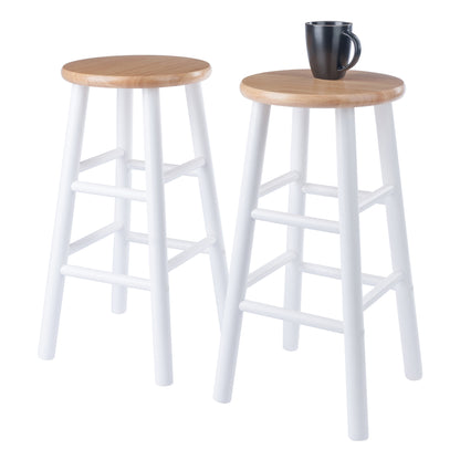 Huxton 2-Pc Counter Stools; 24"; Natural & White