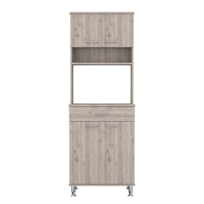 Calgary 2 Piece Kitchen Set, Kitchen Island + Pantry Cabinet , White /Light Gray