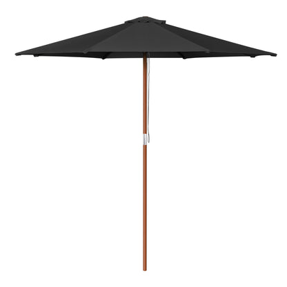 9 Ft Wooden Umbrella Black