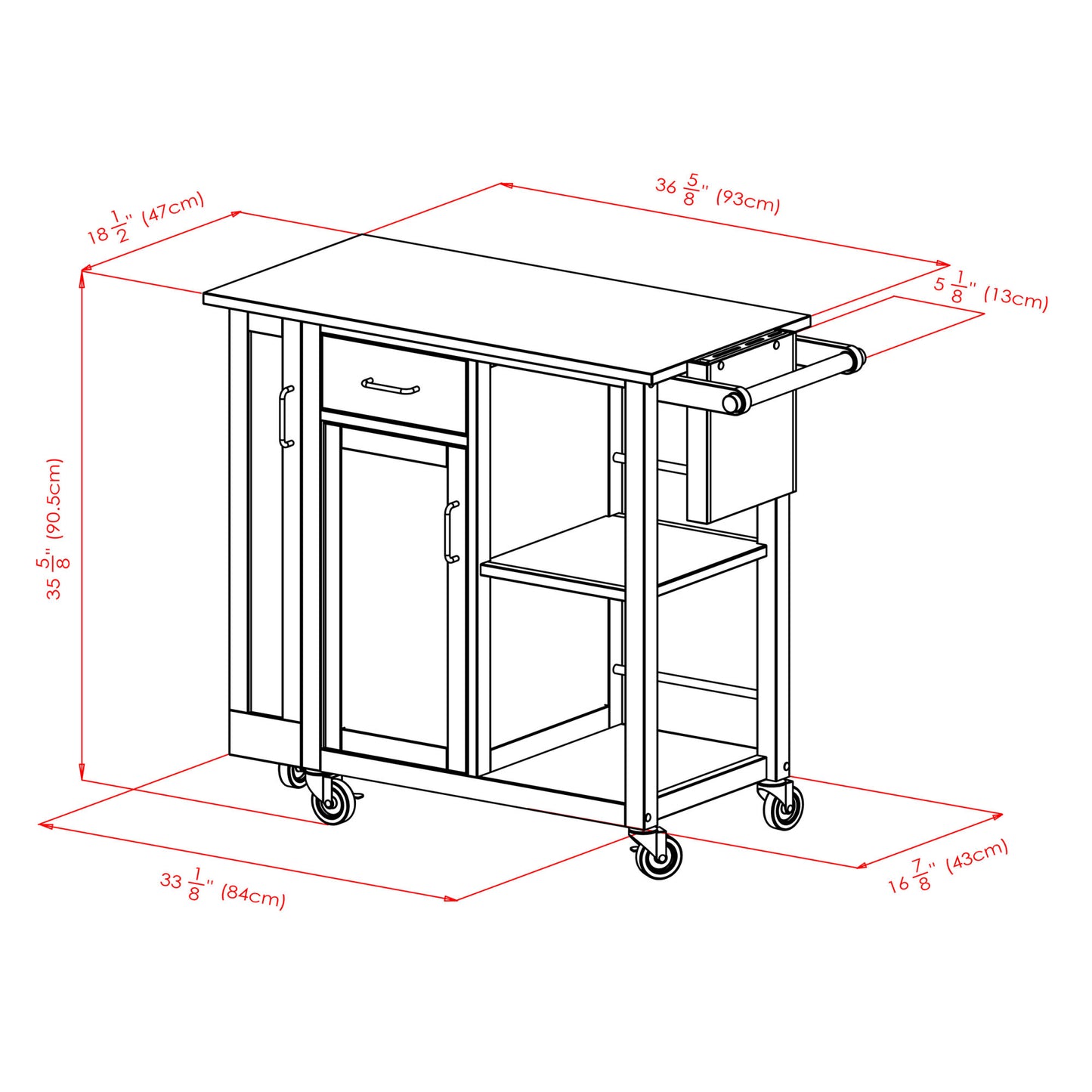 Douglas Utility Kitchen Cart; Natural