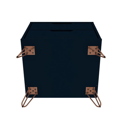 Manhattan Comfort Rockefeller 2.0 Mid-Century- Modern Nightstand with 2-Drawer in Tatiana Midnight Blue