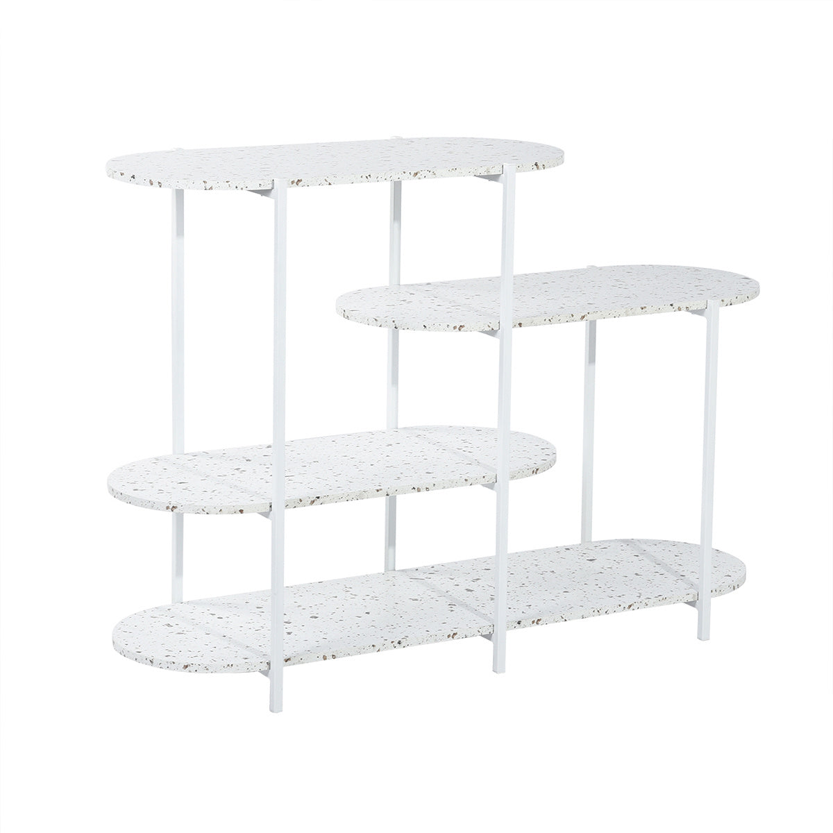 4-Tier Multi-Function Storage Shelf,Living Room Bookshelf, Small Kitchen Shelf,Marble White