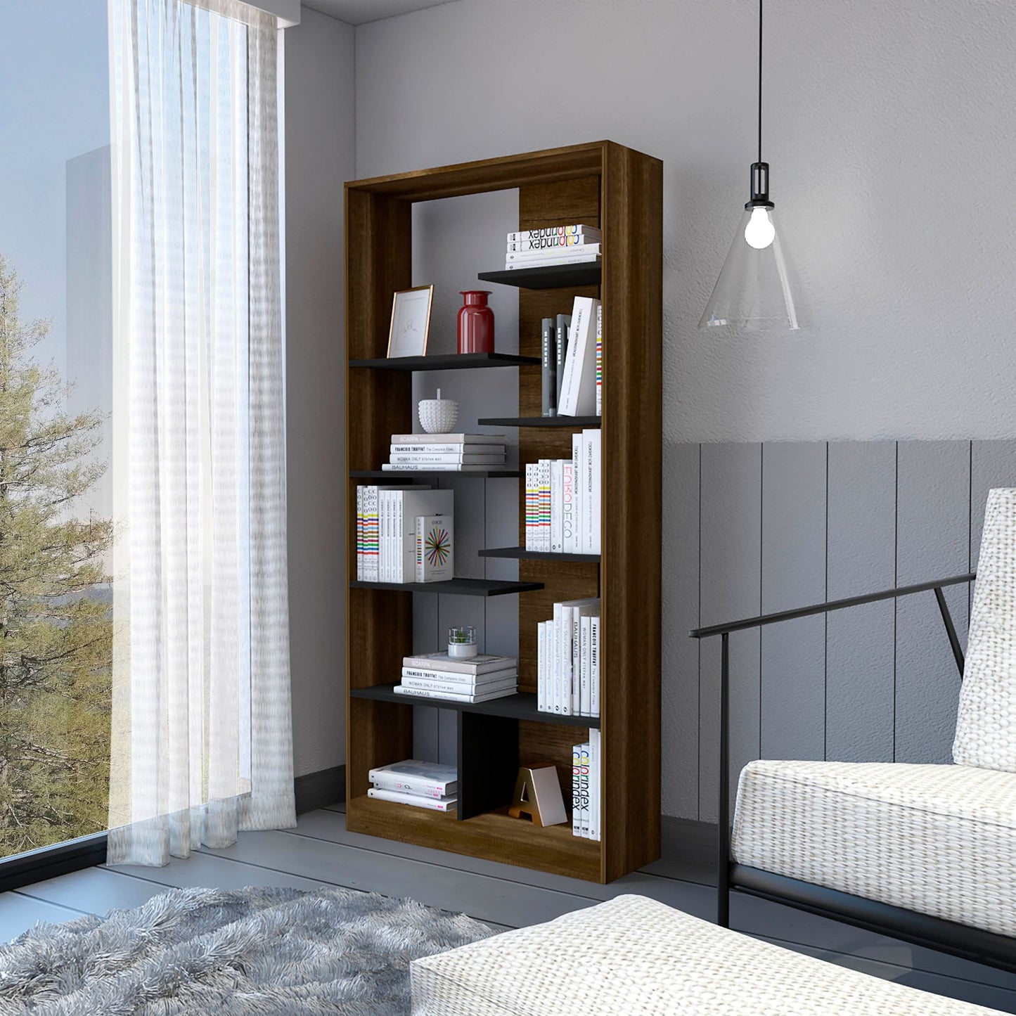 Contemporary Bookcase; Multiple Shelves