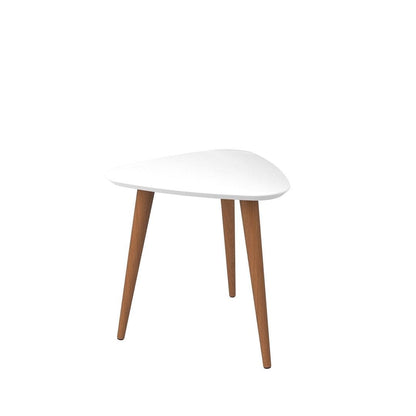 Manhattan Comfort Utopia 19.88" High Triangle End Table With Splayed Wooden Legs in White Gloss