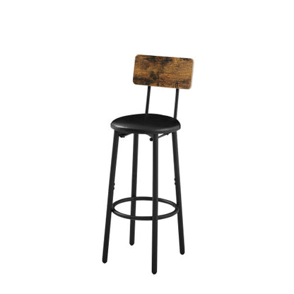 Bar Table Set with 2 Bar stools PU Soft seat with backrest (Rustic Brown; 23.62''w x 23.62''d x 35.43''h)