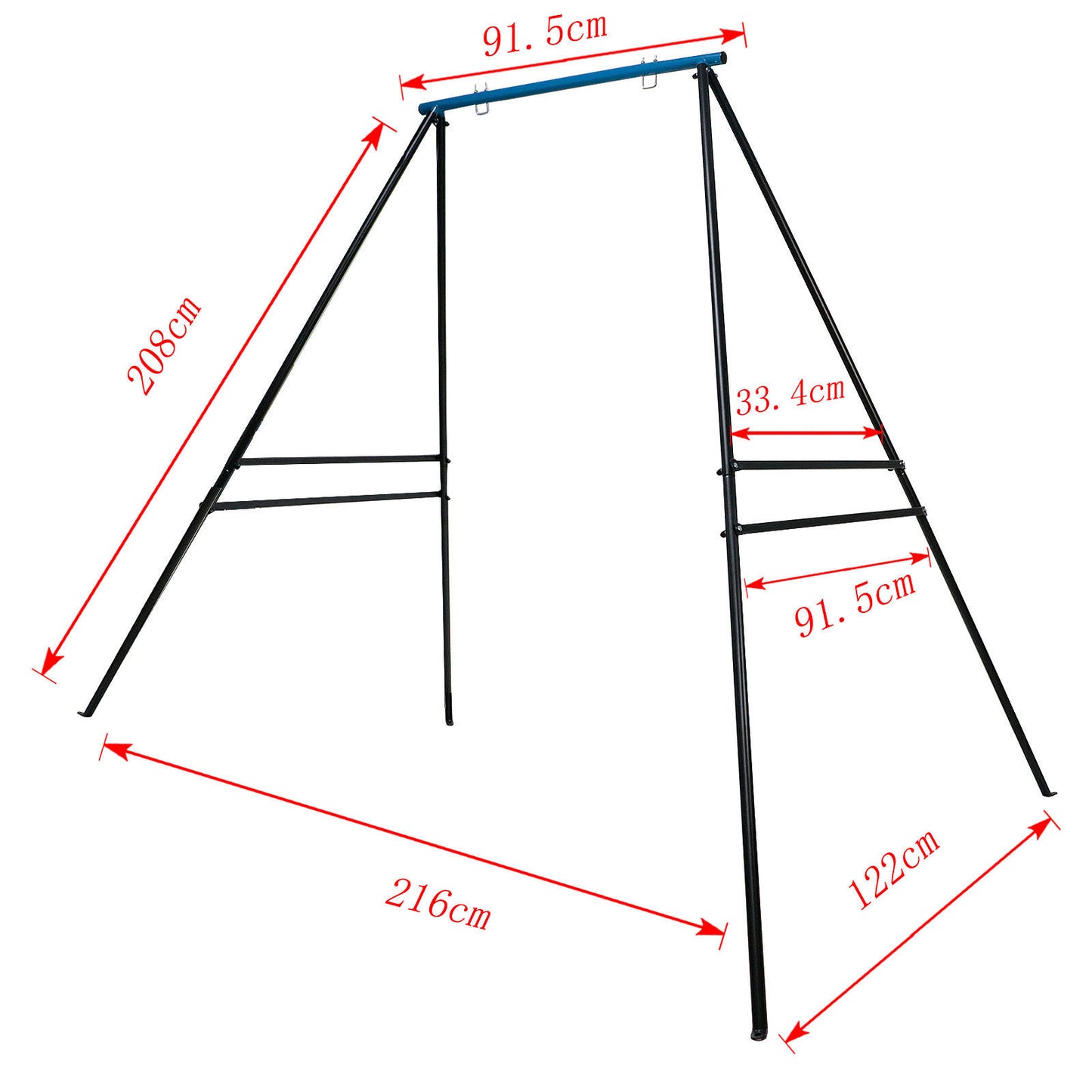Swing Frame, New Upgraded A-Frame Swing Stand with Ground Nail, Heavy Duty Metal Swing Frame, Fits for Most Swings & Yoga Swing, Anti-Rust and Good Stability