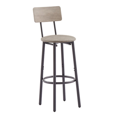 JHX Bar Table Set with 2 Bar stools PU Soft seat with backrest (Grey; 43.31''L*15.75''W*35.43'H)