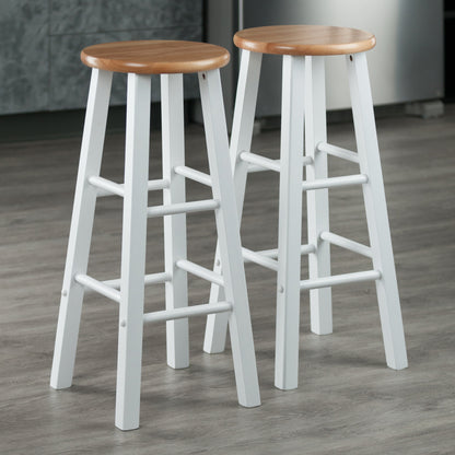 Element Bar Stools; 2-Pc Set; Natural & White