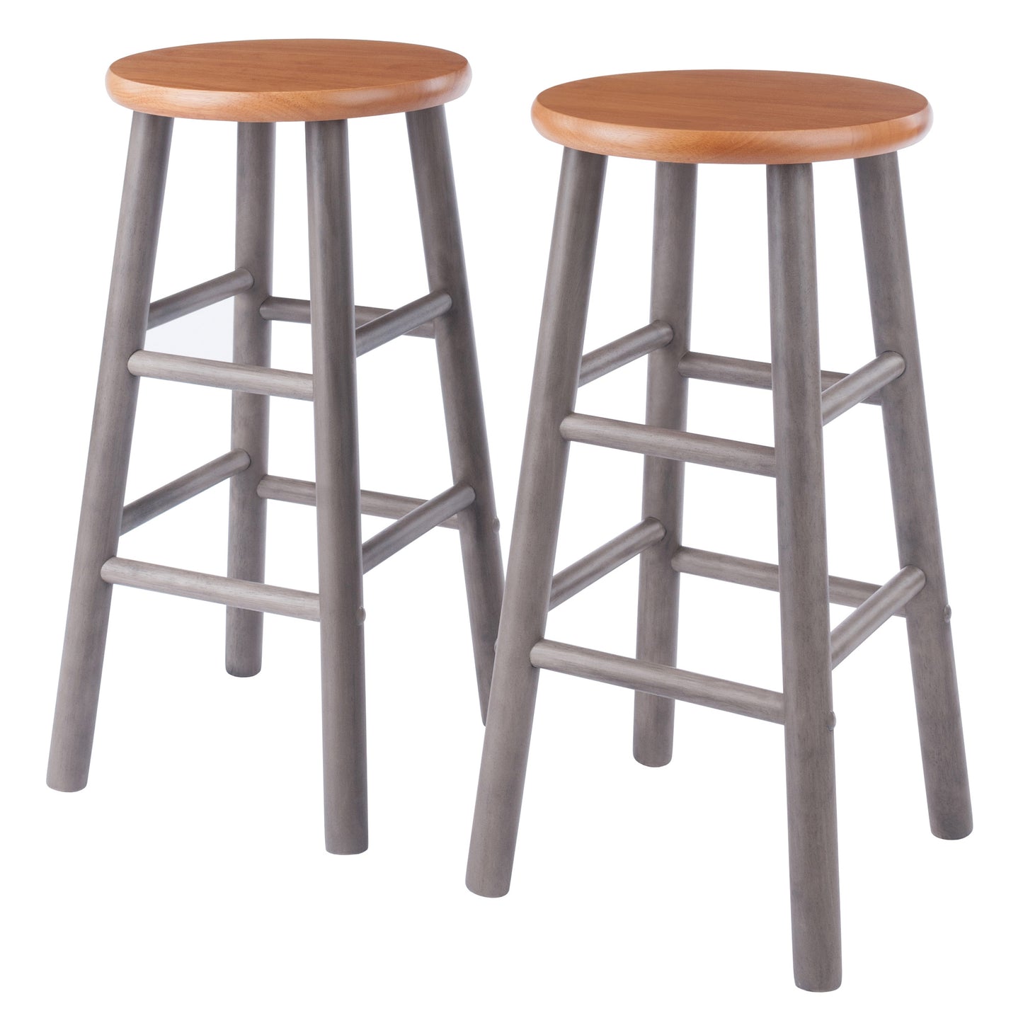 Huxton 2-Pc Counter Stools; 24"; Gray & Teak