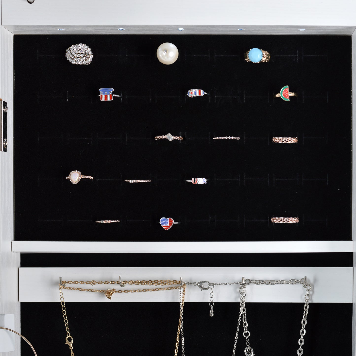 Full Mirror Jewelry Storage Cabinet With with Slide Rail Can Be Hung On The Door Or Wall