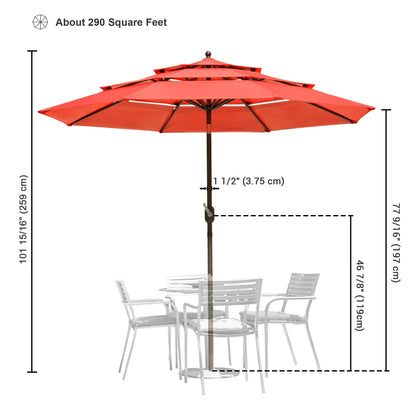 10Ft 3-Tiers Patio Umbrella Orange
