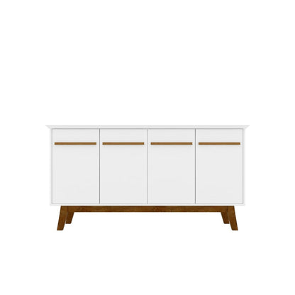 Manhattan Comfort Yonkers 62.99 Sideboard with Solid Wood Legs and 2 Cabinets in White