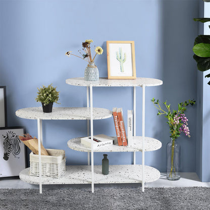 4-Tier Multi-Function Storage Shelf,Living Room Bookshelf, Small Kitchen Shelf,Marble White