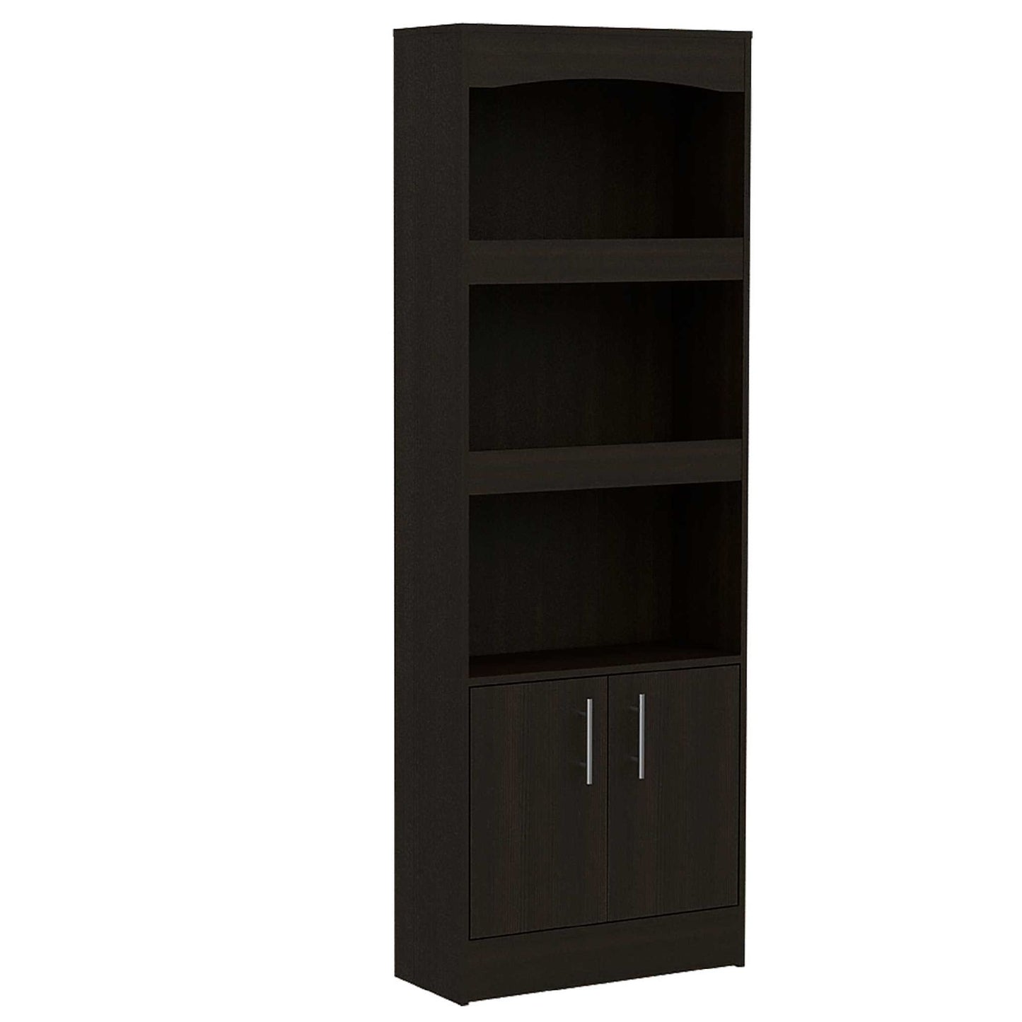 Durango Bookcase; Three Shelves; Double Door Cabinet