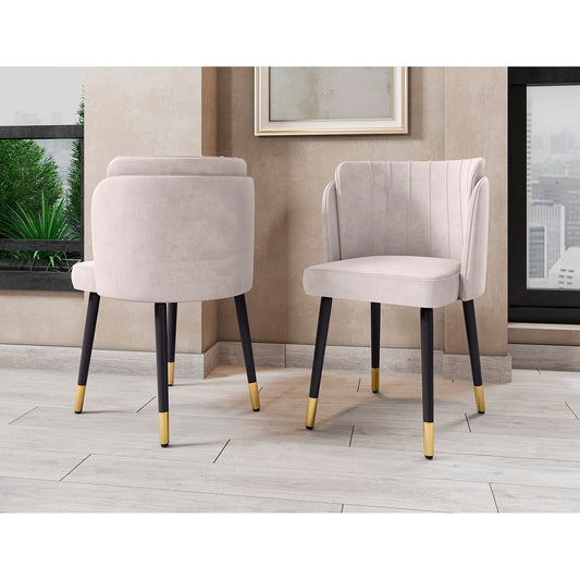 Manhattan Comfort Zephyr Velvet Dining Chair in Cream